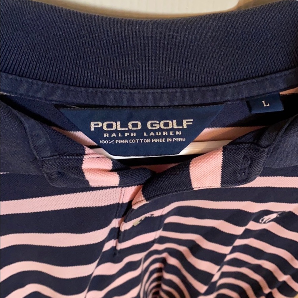Navy/Pink Striped Golf Shirt